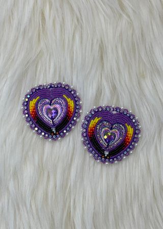 Heart with Eagle Beaded Earrings