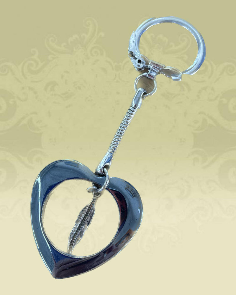 Heart with Feather Keychain