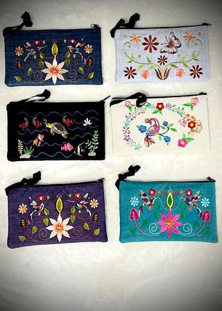 Embroidered Wristlet Bag