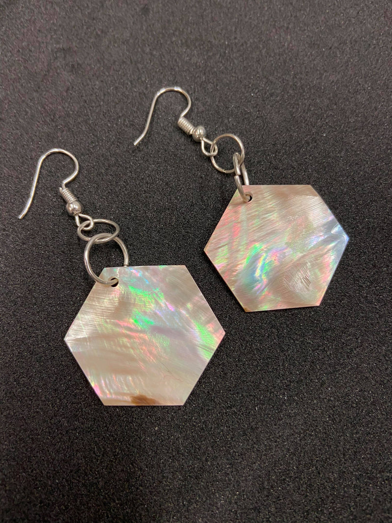 Hexagon Abalone Shell Earrings