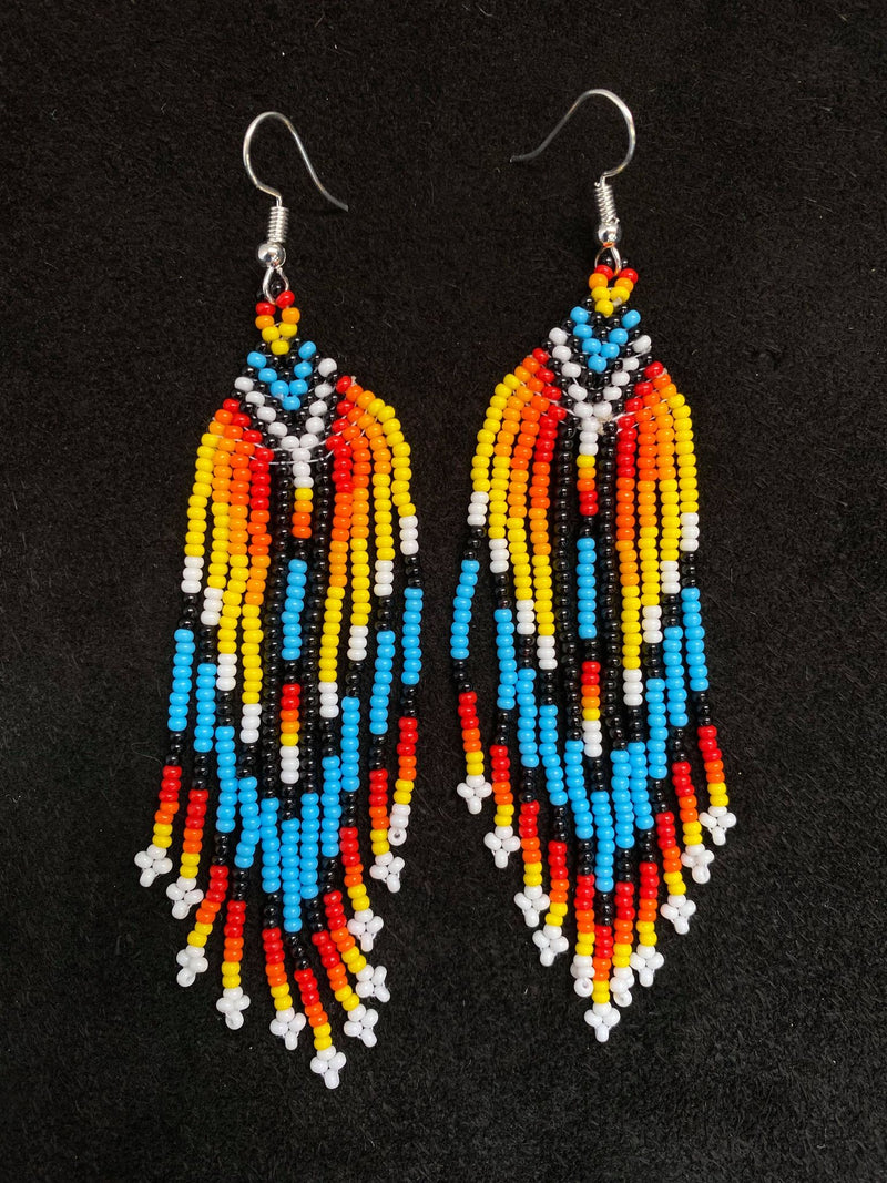 Fire Colored Medium Dangle Earrings