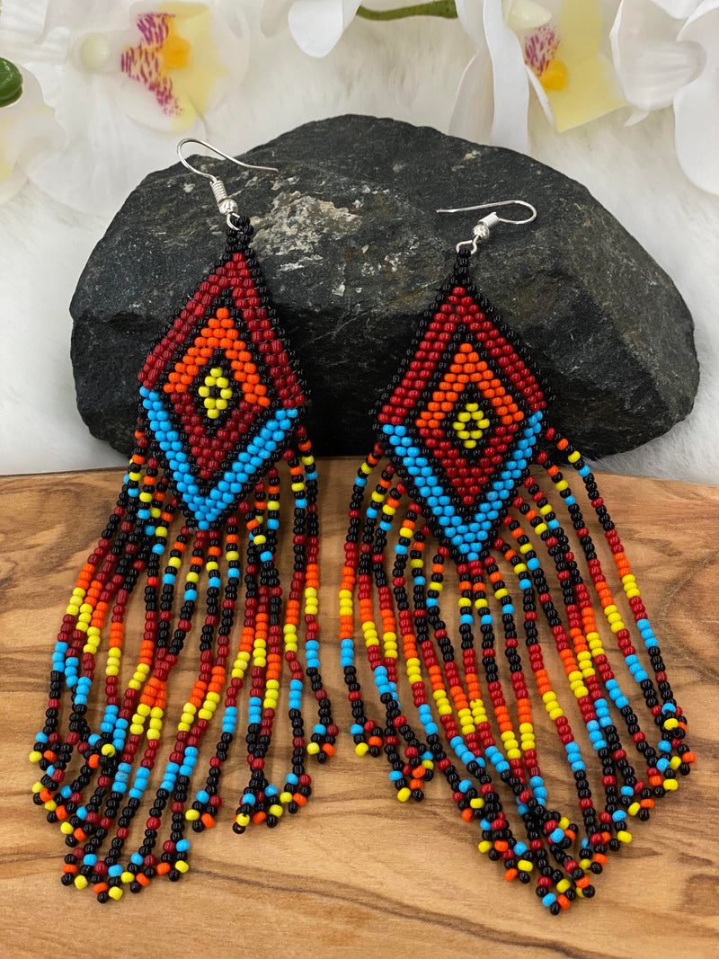 Diamond Multi-color Dangle Earrings