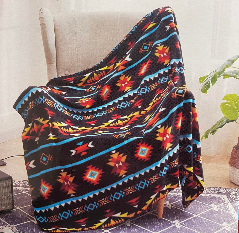 Aztec 50x60 Rolled Polar Fleece Blanket