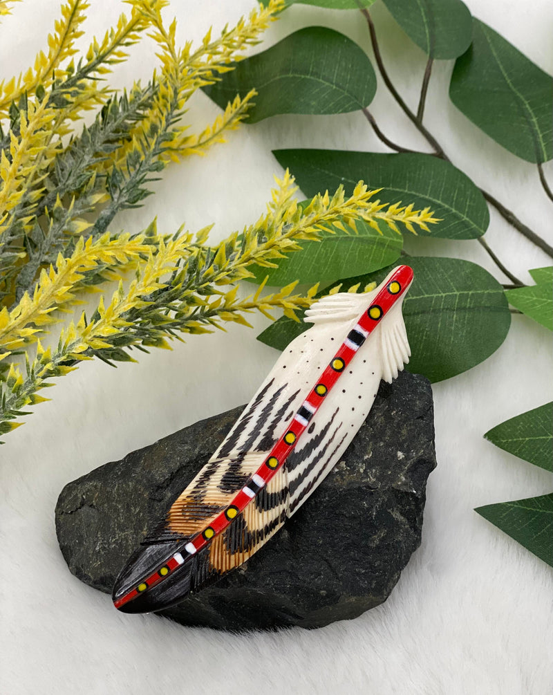 Painted Bone Feather Barrette