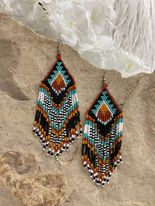 4 1/2" Aztec Mint Fringe Earrings