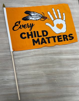 Orange ECM Hand/Feather Handheld Flags