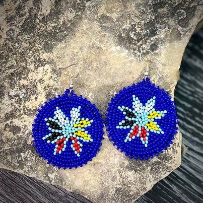 Four Directions Star Round Beaded Earrings