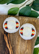 Large Feather Shield Beaded Earrings