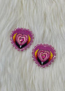 Heart with Eagle Beaded Earrings