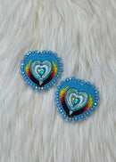 Heart with Eagle Beaded Earrings