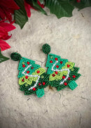 Bright Christmas Tree Beaded Earrings
