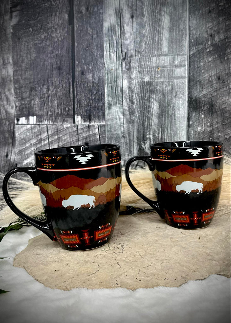 Rustic Bison 2 PC Mug Set