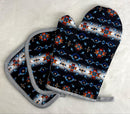 Star Design Oven Mitt & Pot Holder 3 Piece Set