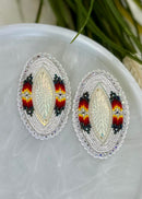 Large Oval With Post Beaded Earrings