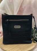 Faux Leather Crossbody Purse with Braid