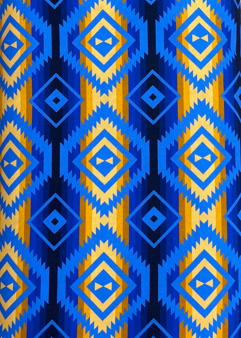 Blue/Gold Aztec Fabric