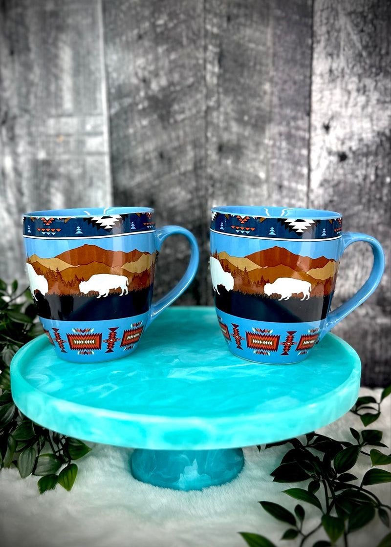 Rustic Bison 2 PC Mug Set