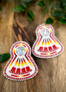 Colored Beaded Fan Earrings
