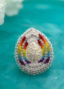 Rainbow Teardrop Cuff Ring