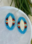 Large Oval With Post Beaded Earrings