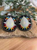 Feather Teardrop Beaded Earrings
