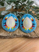 Feather Teardrop Beaded Earrings