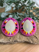 Feather Teardrop Beaded Earrings
