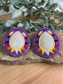 Feather Teardrop Beaded Earrings