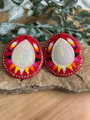 Feather Teardrop Beaded Earrings