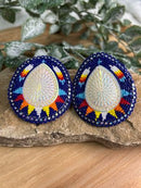 Feather Teardrop Beaded Earrings
