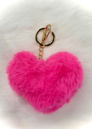 Fuzzy Heart Keychains