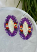 Large Oval With Post Beaded Earrings