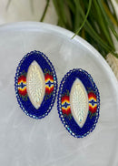 Large Oval With Post Beaded Earrings