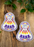 Colored Beaded Fan Earrings