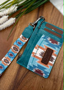 Aztec Print Key Chain Wristlet Card Wallet