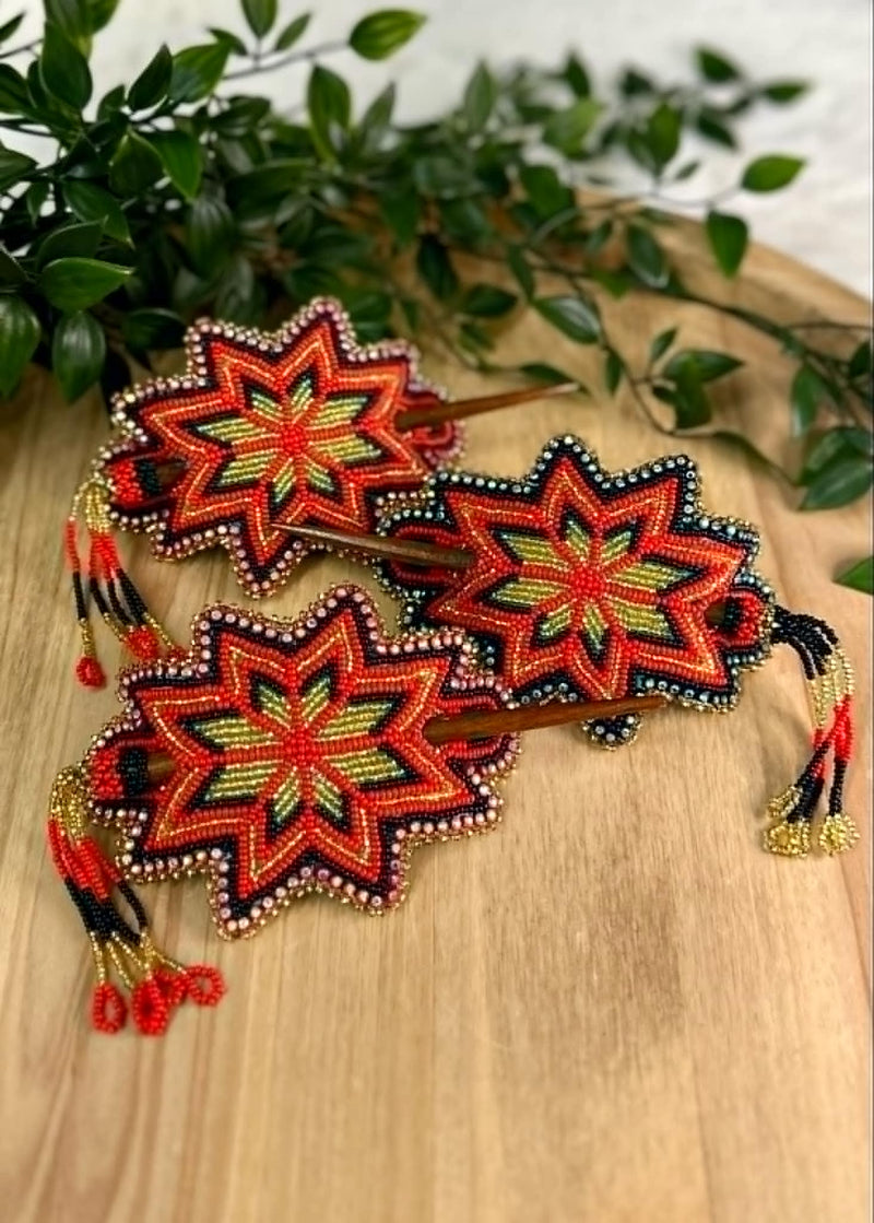 Large Starburst Barrette with Stick