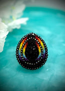 Rainbow Teardrop Cuff Ring