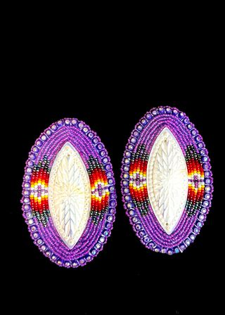 Large Oval With Post Beaded Earrings