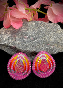 Teardrop/Fire Color With Post Beaded Earrings