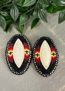 Large Oval With Post Beaded Earrings