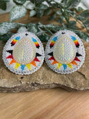 Feather Teardrop Beaded Earrings
