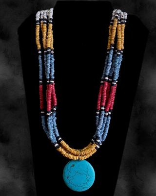 Multi-Coloured Stand Necklace with Turquoise
