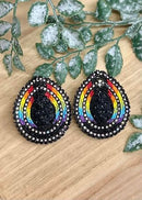 Rainbow Teardrop with Post Beaded Earrings