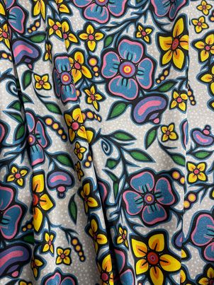 Satin Ojibway Floral Fabric I By Jackie Traverse