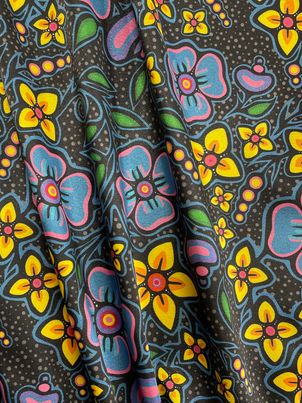 Satin Ojibway Floral Fabric I By Jackie Traverse