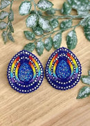 Rainbow Teardrop with Post Beaded Earrings