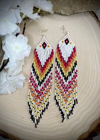 Diamond Multicoloured Beaded Earrings