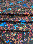 Satin Ojibway Floral Fabric II By Jackie Traverse