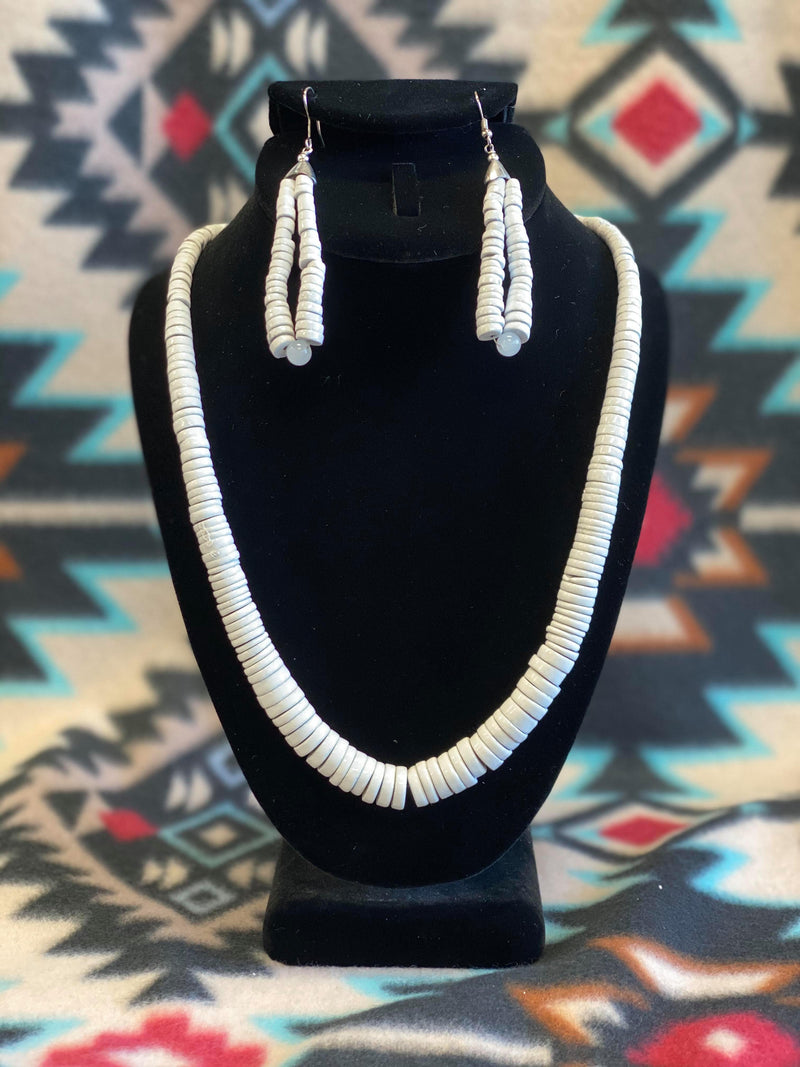 Heishi Shell Necklace & Earring Set