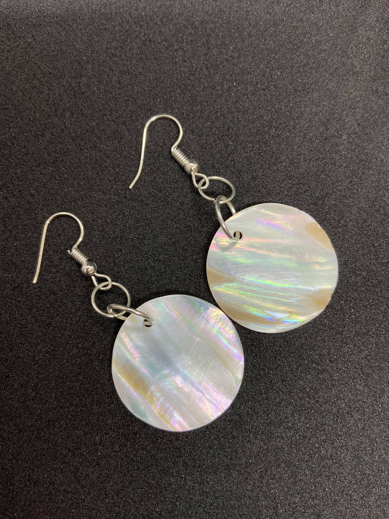 Circle Abalone Shell Earrings